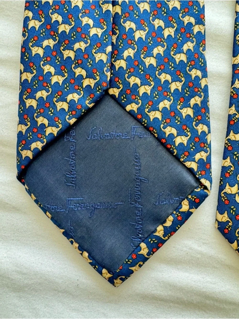 Salvador Ferragamo Novelty Elephant Pattern Silk Tie